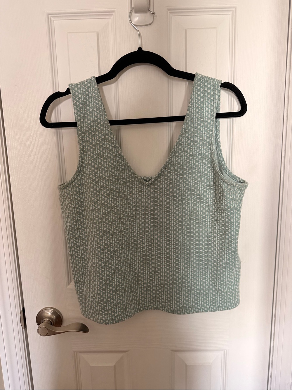 Madewell Mint Green Patterned V-Neck Tank Top